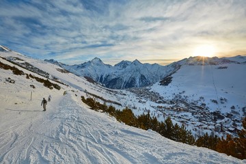 Skiing slopes, majestic Alpine landscape