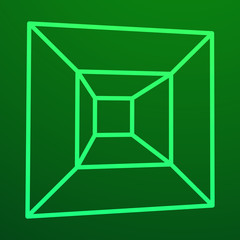 Mesh low poly cube element. Digital Data Visualization Concept. Vector Illustration.