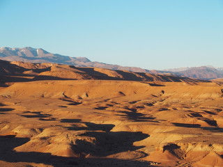 Desert and high ATLAS MOUNTAINS range landscape in central Morocco