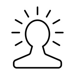 New bright idea in human head line icon. Lightbulb creativity concept. Vector.