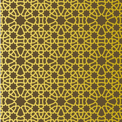 Traditional east geometric decorative pattern gold style. Arabic pattern background. Islamic ornament vector.