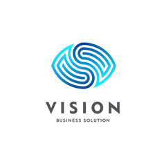Vision. Eye logo. Video control signs. Smart business solution