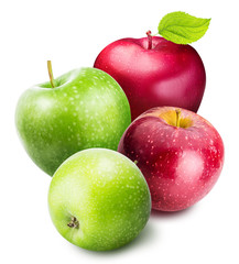 Set of apples isolated on white background