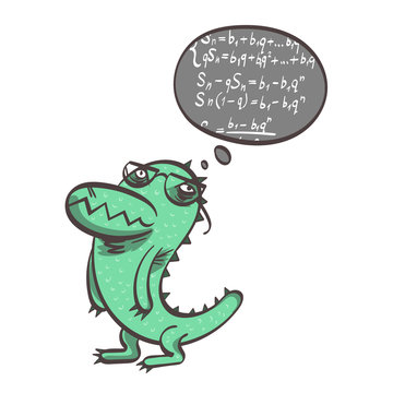 Very clever crocodile. Comic character. Vector illustration