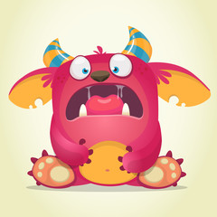 Cartoon funny gremlin character. Halloween illustration of troll or goblin, Vector cute monster