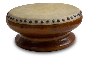 Thai traditional drum, isolated on white background, Traditional music instrument ,With clipping part