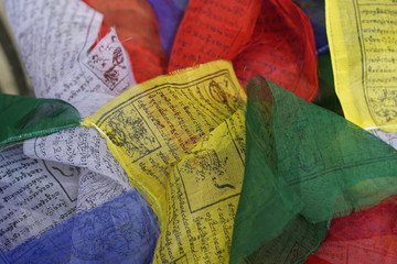 Bunch of Colorful Tibetan Prayer Flags