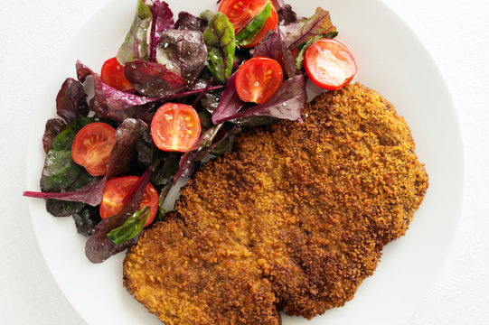 Beef Schnitzel With Vegetable Salad