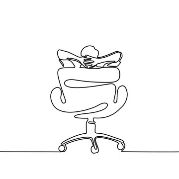 recommend clip art: Continuous line drawing. Man thinking and dreaming in office chair. Vector illustration