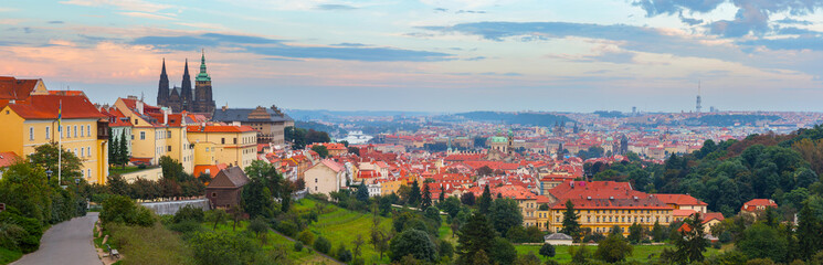 panoramic view of Prague with Prague Castle