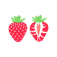 Vector strawberry fruit icon set. Isolated on white