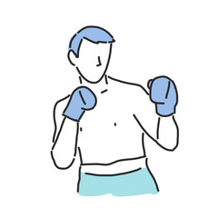 Boxing vector illustration. Boxer, line drawing. hand drawn. vector illustration.
