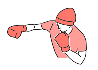 Boxing vector illustration. Boxer, line drawing. hand drawn. vector illustration.