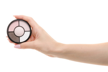 Eye shadow in female hands