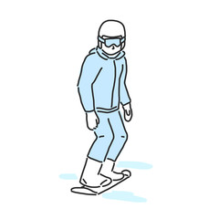 Snowboard and snowboarding winter sport, line drawing. hand drawn. vector illustration.