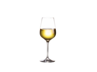 Glass of white wine, isolated on white background