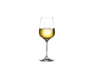 Glass of white wine, isolated on white background