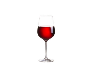 Glass of red wine, isolated on white background