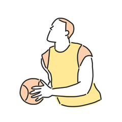 Basketball player in action, line drawing. hand drawn. vector illustration.