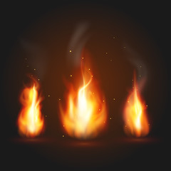 Set of three fire illustration. Campfire template