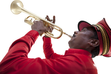 Bandmaster playing on a trumpet
