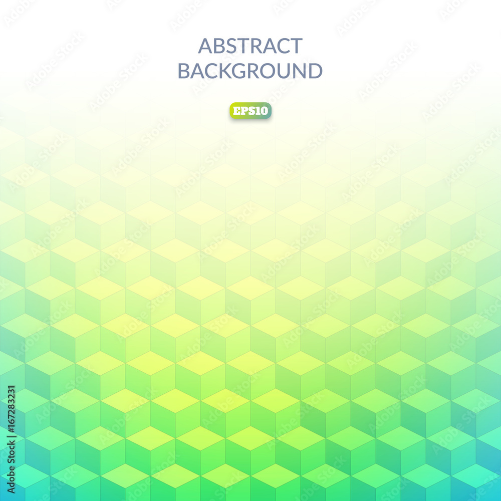 Poster abstract geometric background of cube in isometric style. shades of colors. color transitions.