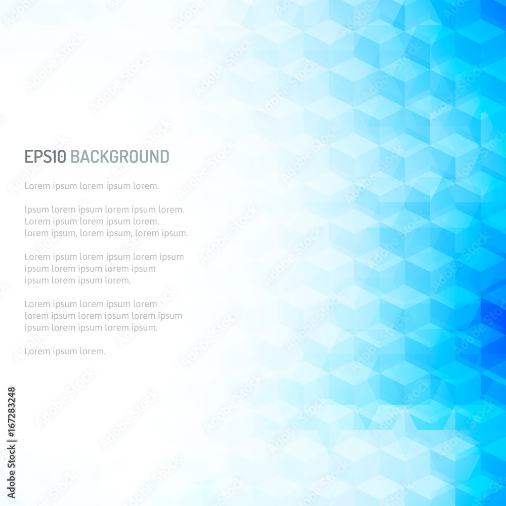 Poster abstract geometric background of cube in isometric style. shades of colors. color transitions.