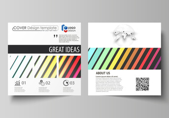 Business templates for square brochure, magazine, flyer. Leaflet cover, vector layout. Bright color rectangles, colorful design with geometric rectangular shapes forming abstract beautiful background.