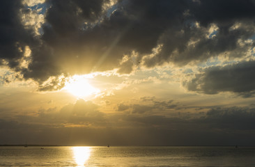 HDR image of Sunset over the Baltic Sea with big clouds