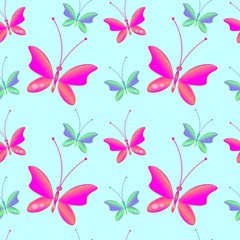 Seamless background with bright colorful butterflies . Perfect for background greeting cards and invitations to the day of the wedding, birthday.