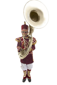 Portrait of a bandwala playing a sousaphone