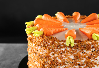 Delicious carrot cake, closeup