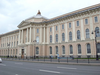 The building of the Art Academy in St. Petersburg. The building, parts of the facade and decor.