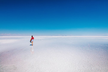 Girl in Uyuni salt flats