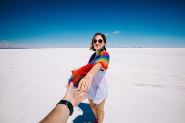 Follow me in the salt flats