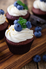 Blueberry and cream cheese  chocolate cupcake