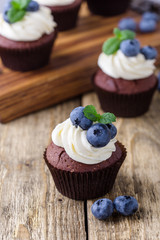 Blueberry and cream cheese  chocolate cupcake