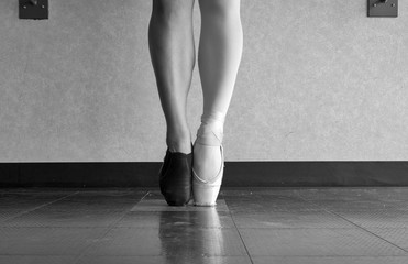Black and white version of A dancer's love- Ballet dancer and Jazz dancer as one 