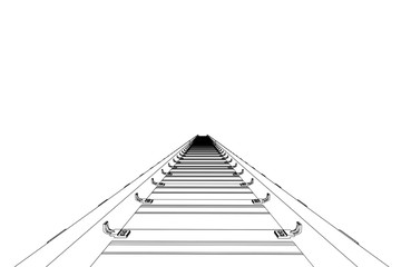 Fototapeta na wymiar Railway track. Isolated on white background. Sketch illustration.