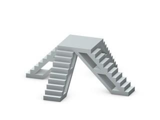 Fototapeta premium Pedestal with steps. Isolated on white background.3D rendering illustration.