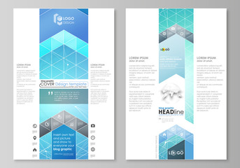 Blog graphic business templates. Page website design template, abstract vector layout. Chemistry pattern, connecting lines and dots, molecule structure, medical DNA research. Medicine concept.