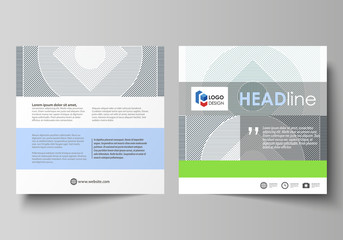 Business templates for square design brochure, flyer, booklet, report. Leaflet cover, abstract vector layout. Minimalistic background with lines. Gray color geometric shapes forming simple pattern.