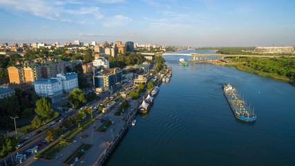 Aerial view to embankment of Rostov-on-Don. Russia