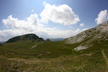 Fototapeta na wymiar Landscape from Bucegi Mountains, part of Southern Carpathians in Romania
