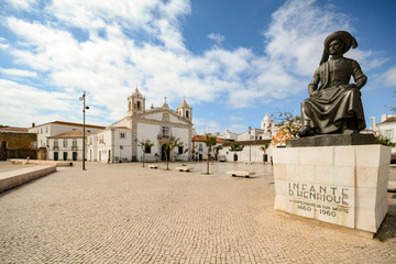 View to church Igreja de Santo Antonio in the old town of the historic centre of Lagos, Algarve...