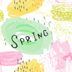 Abstract scribbles green pink spring