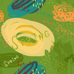 Abstract scribbles green yellow spring