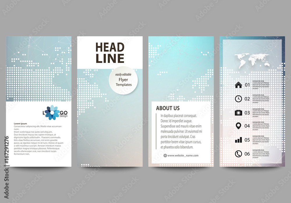Poster the minimalistic abstract vector illustration of editable layout of four modern vertical banners, fl