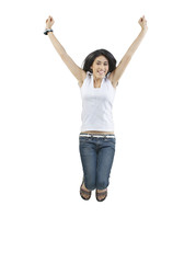 Obraz na płótnie Canvas Girl jumping in the air 