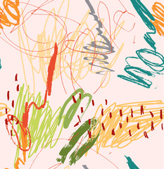 Rough scribbles yellow on light pink